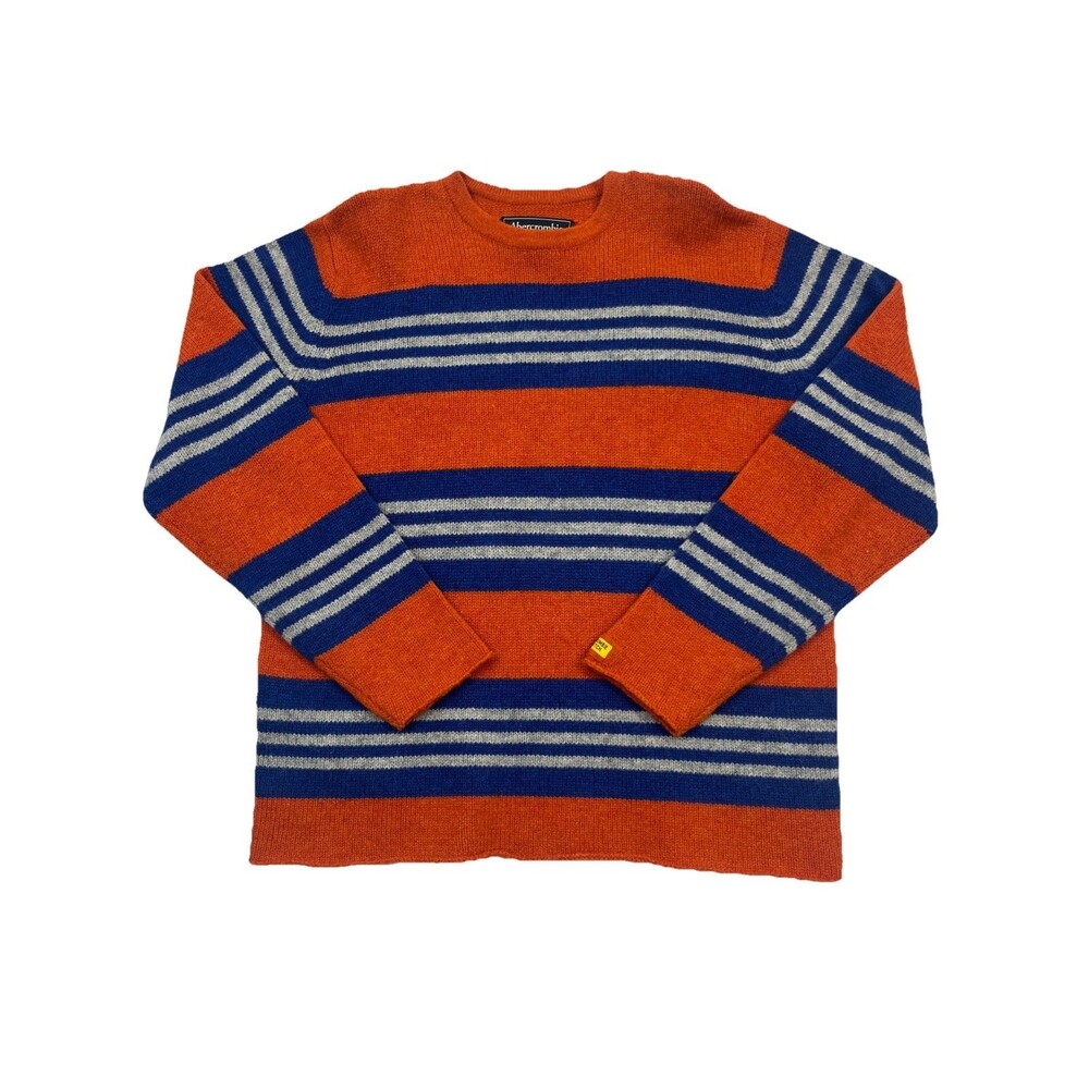Vtg Y2K Abercrombie Fitch Sweater Mens XL Wool Orange Stripe